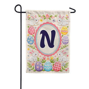 Easter Bunny Monogram Double Sided Garden Flag 12.5" x 18"