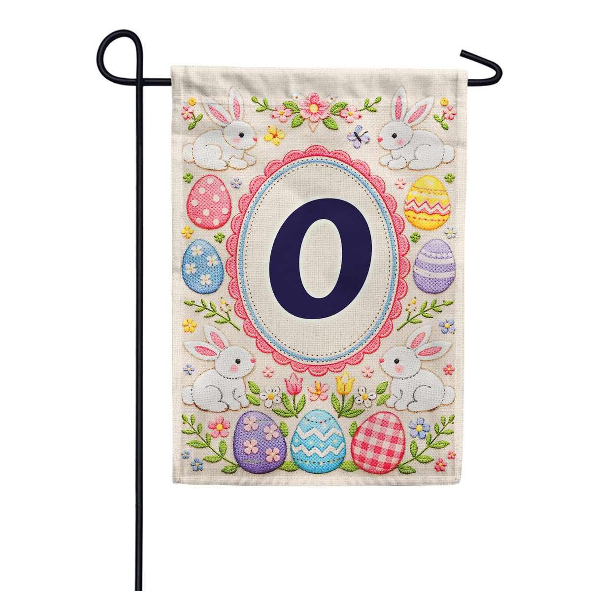 Easter Bunny Monogram Double Sided Garden Flag 12.5" x 18"