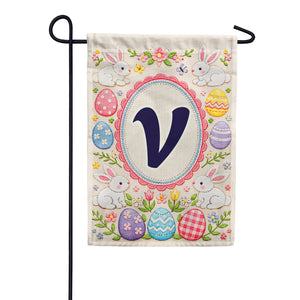 Easter Bunny Monogram Double Sided Garden Flag 12.5" x 18"