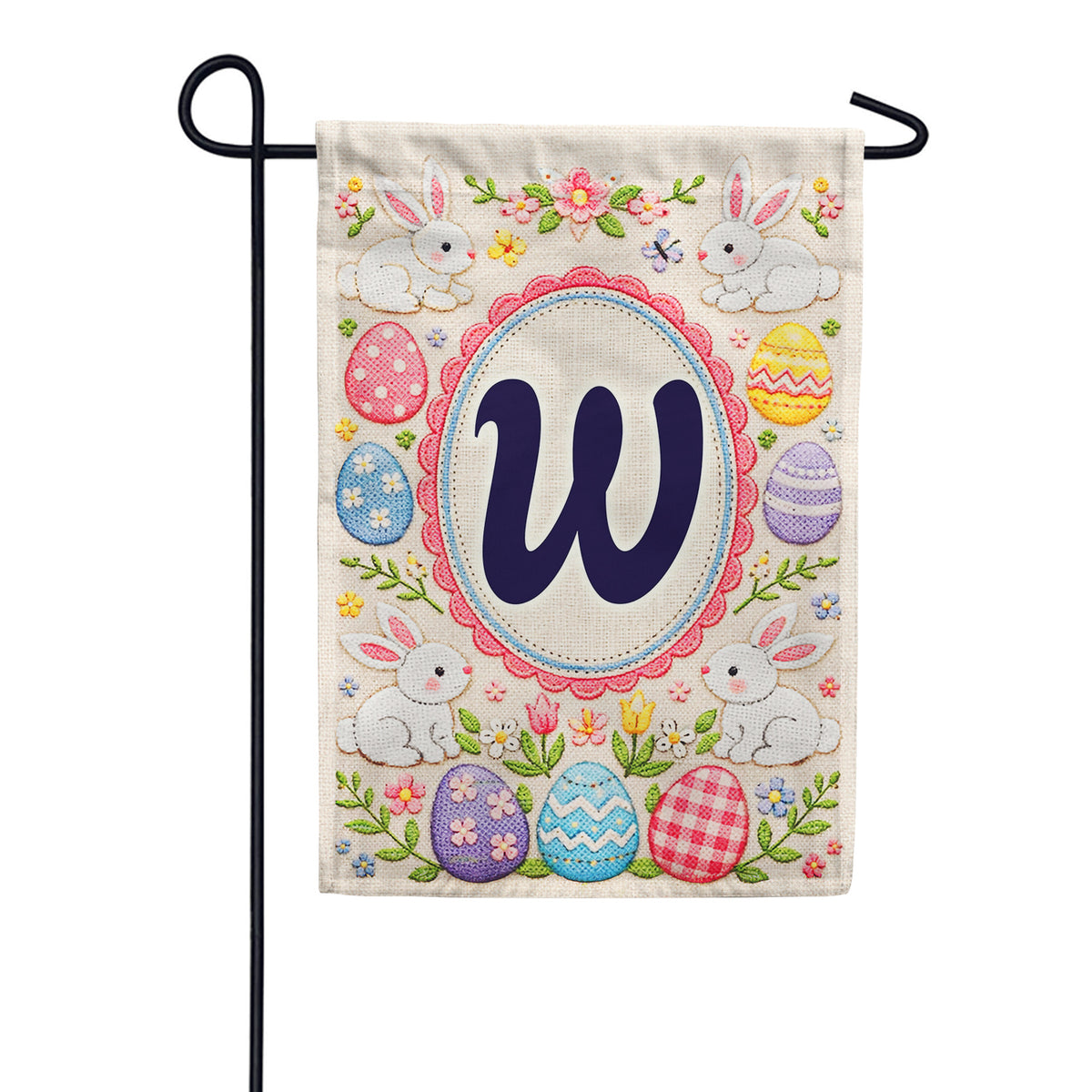 Easter Bunny Monogram Double Sided Garden Flag 12.5" x 18"