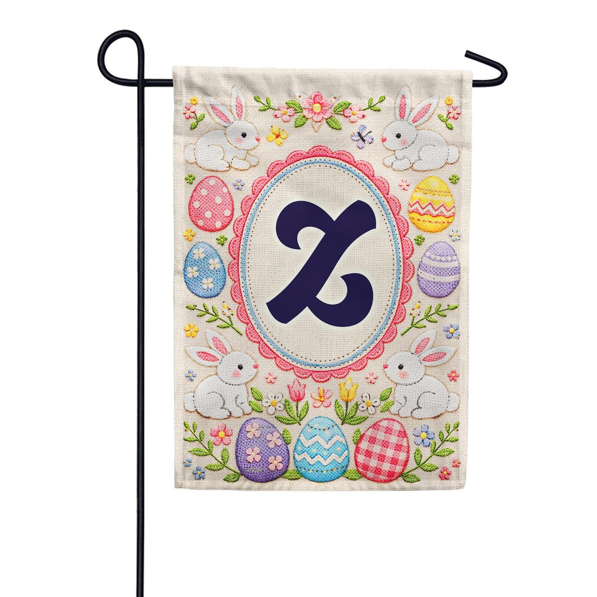 Easter Bunny Monogram Double Sided Garden Flag 12.5" x 18"