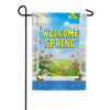 Welcome Spring Floral Window Scene Garden Flag