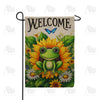 Welcome Frog Sunflower Double Sided Burlap Garden Flag