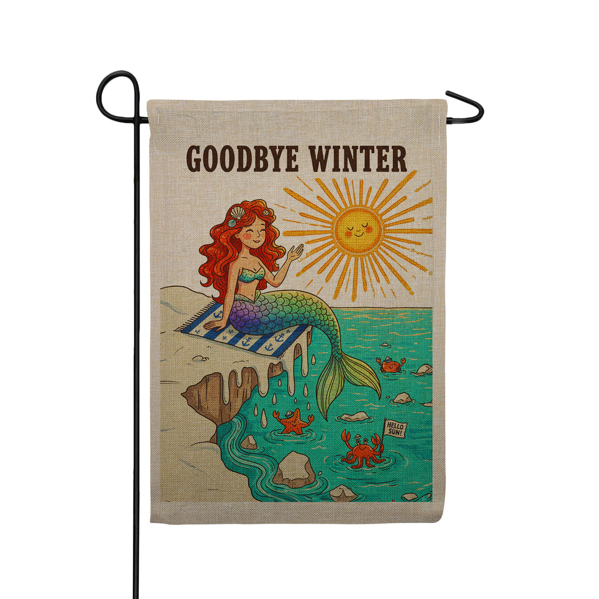 America Forever Goodbye Winter Mermaid Beach Sun Welcome Spring Buralp Garden Flag