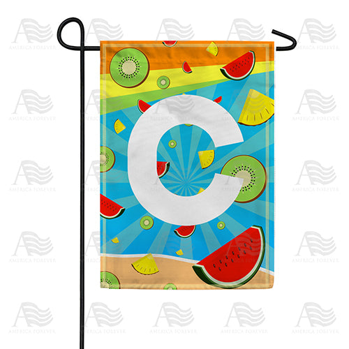 Summer Time Fruits Monogram Double Sided Garden Flag