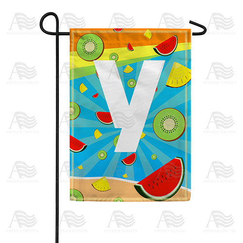 Summer Time Fruits Monogram Double Sided Garden Flag