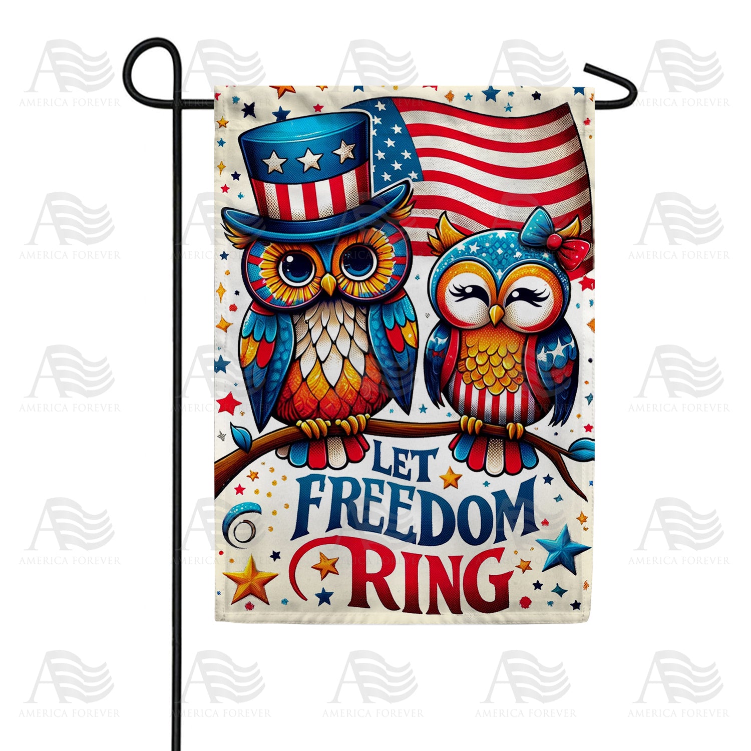 Patriotic Owls Duo Double Sided Garden Flag