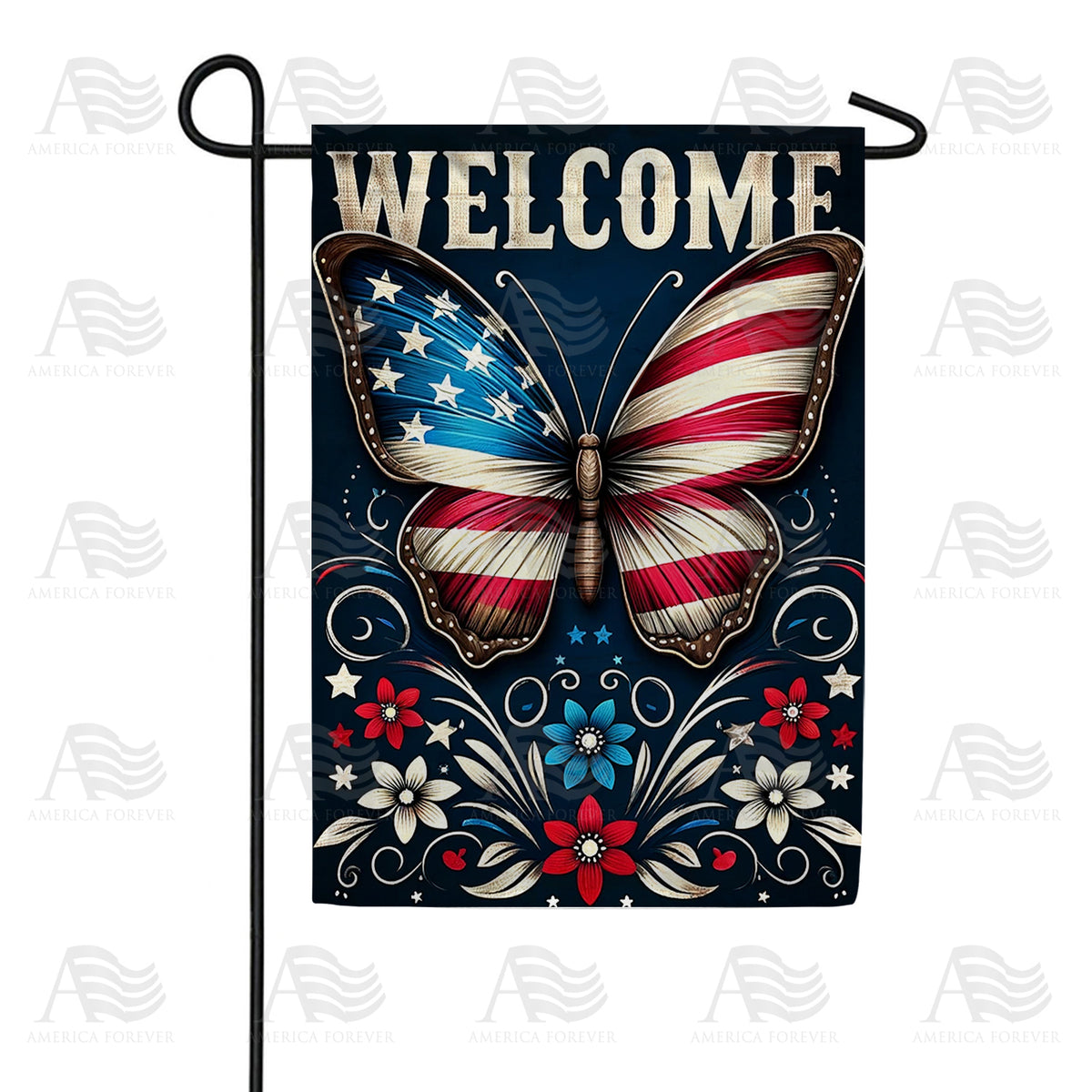 Star-Spangled Butterfly Welcome Double Sided Garden Flag 12.5" x 18"