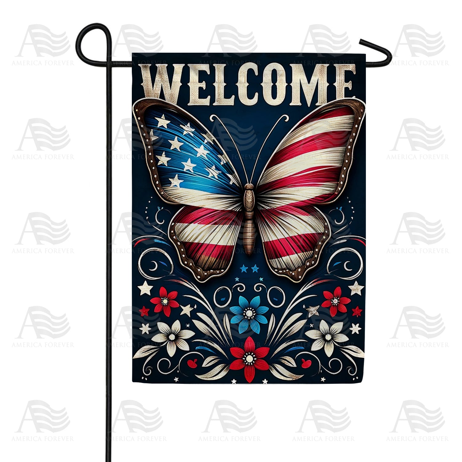 Star-Spangled Butterfly Welcome Double Sided Garden Flag 12.5" x 18"