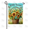 Hello Summer Sunflower Basket Double Sided Garden Flag