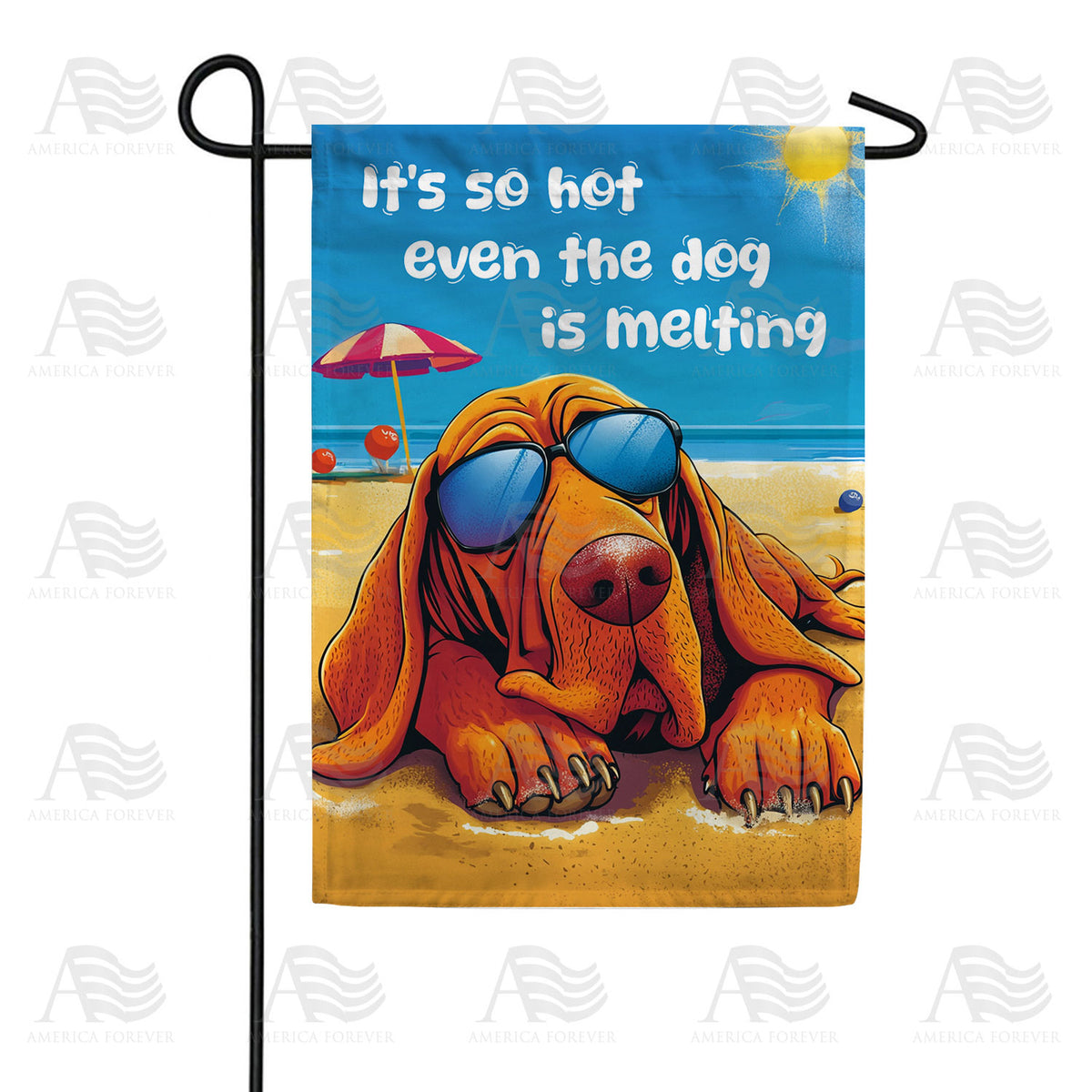 It's So Hot Dog Melting Beach Humor Double Sided Garden Flag