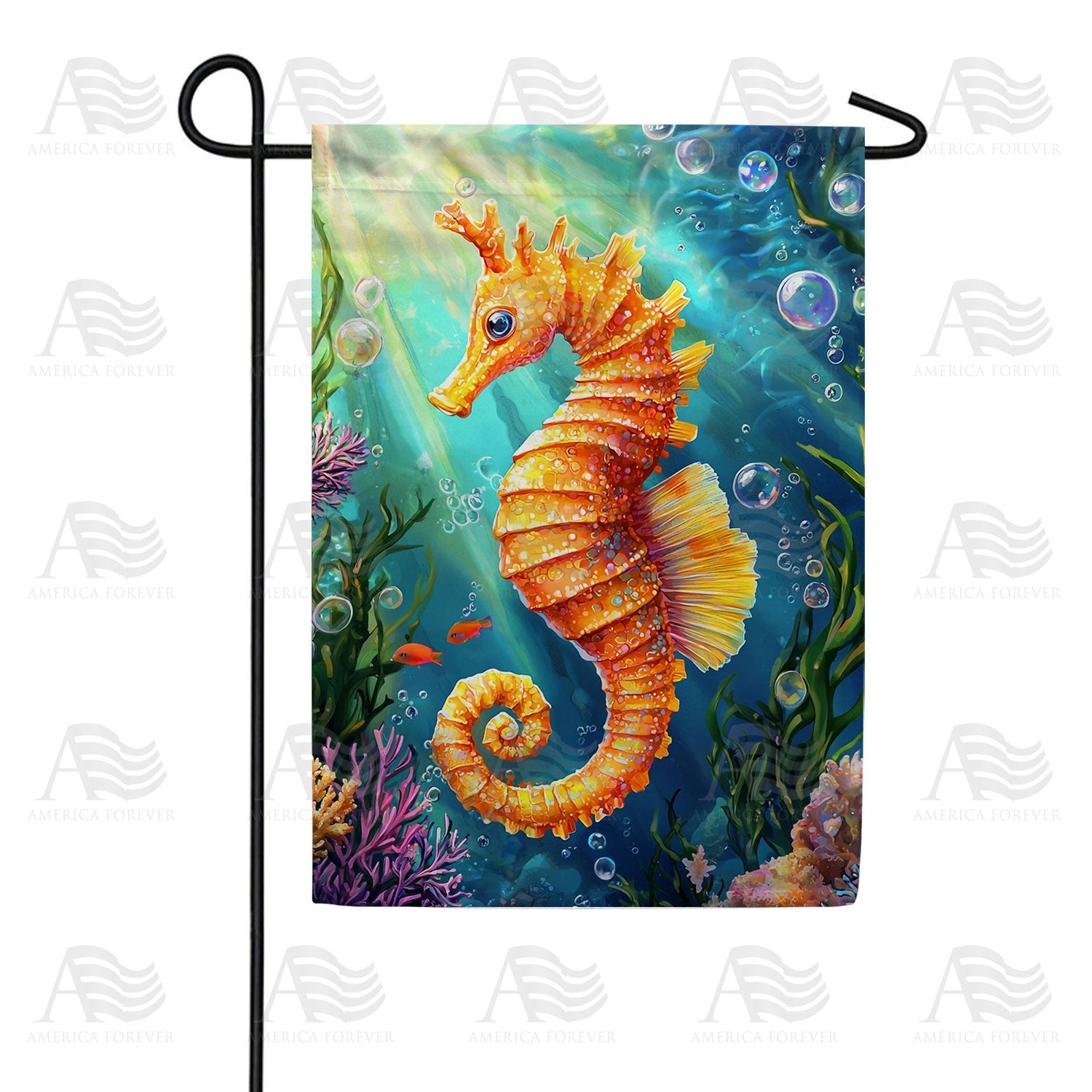 Golden Seahorse Underwater Ocean Double Sided Garden Flag