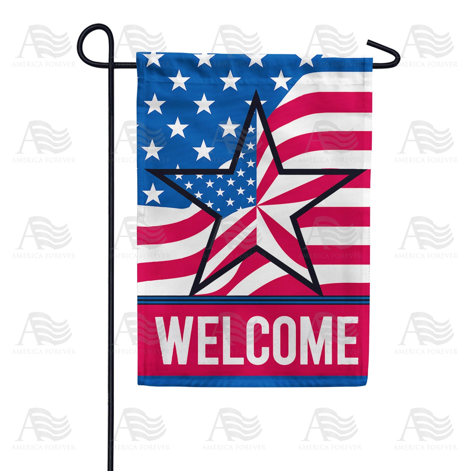 Welcome Patriotic Barn Star Double Sided Garden Flag