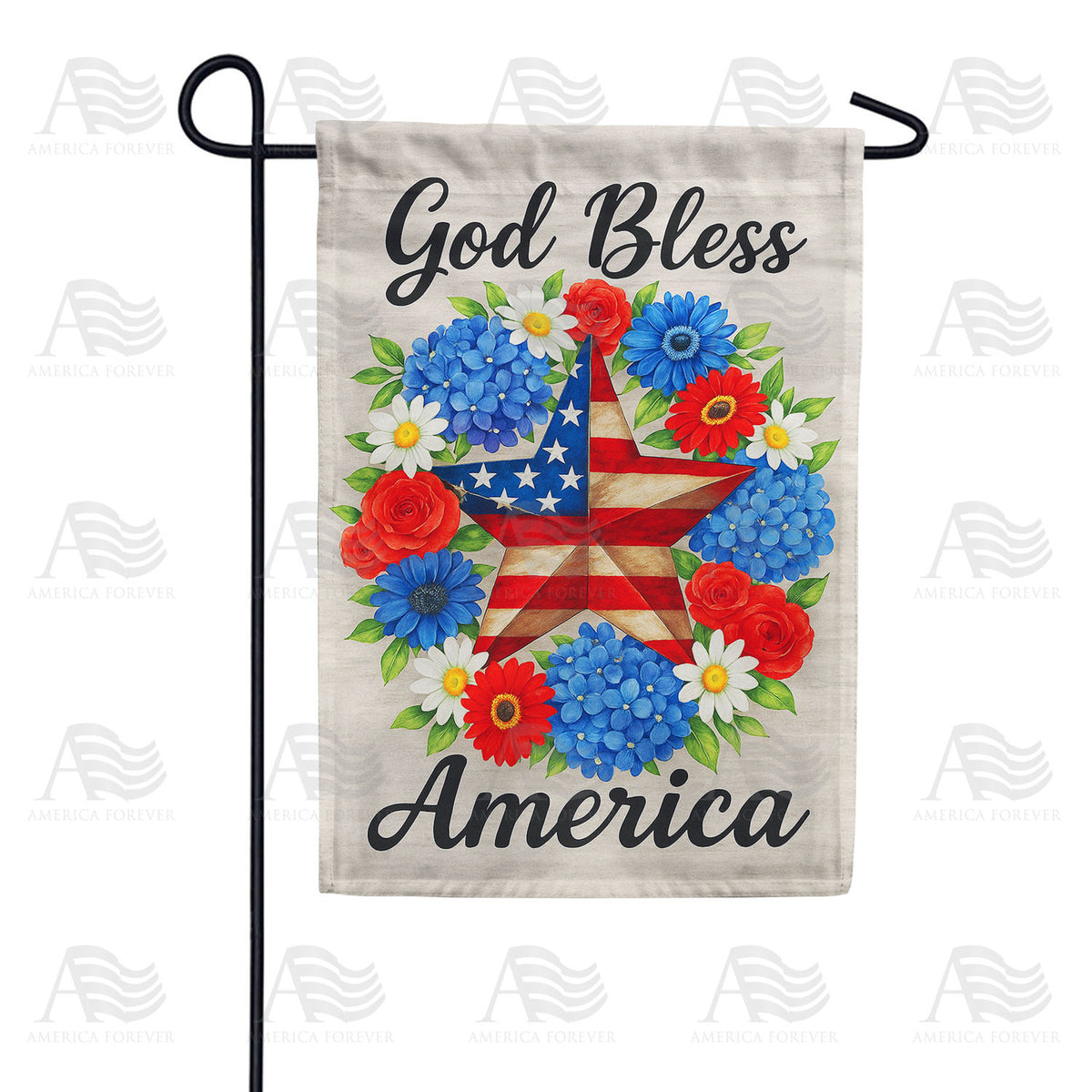 God Bless America Patriotic Star Double Sided Garden Flag