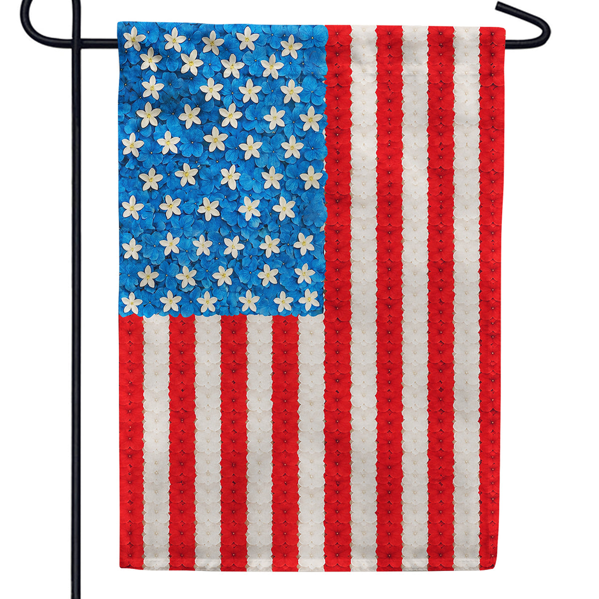 American Flag Floral Petals Double Sided Garden Flag