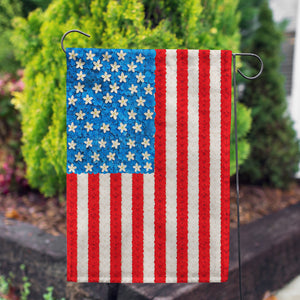 American Flag Floral Petals Double Sided Garden Flag