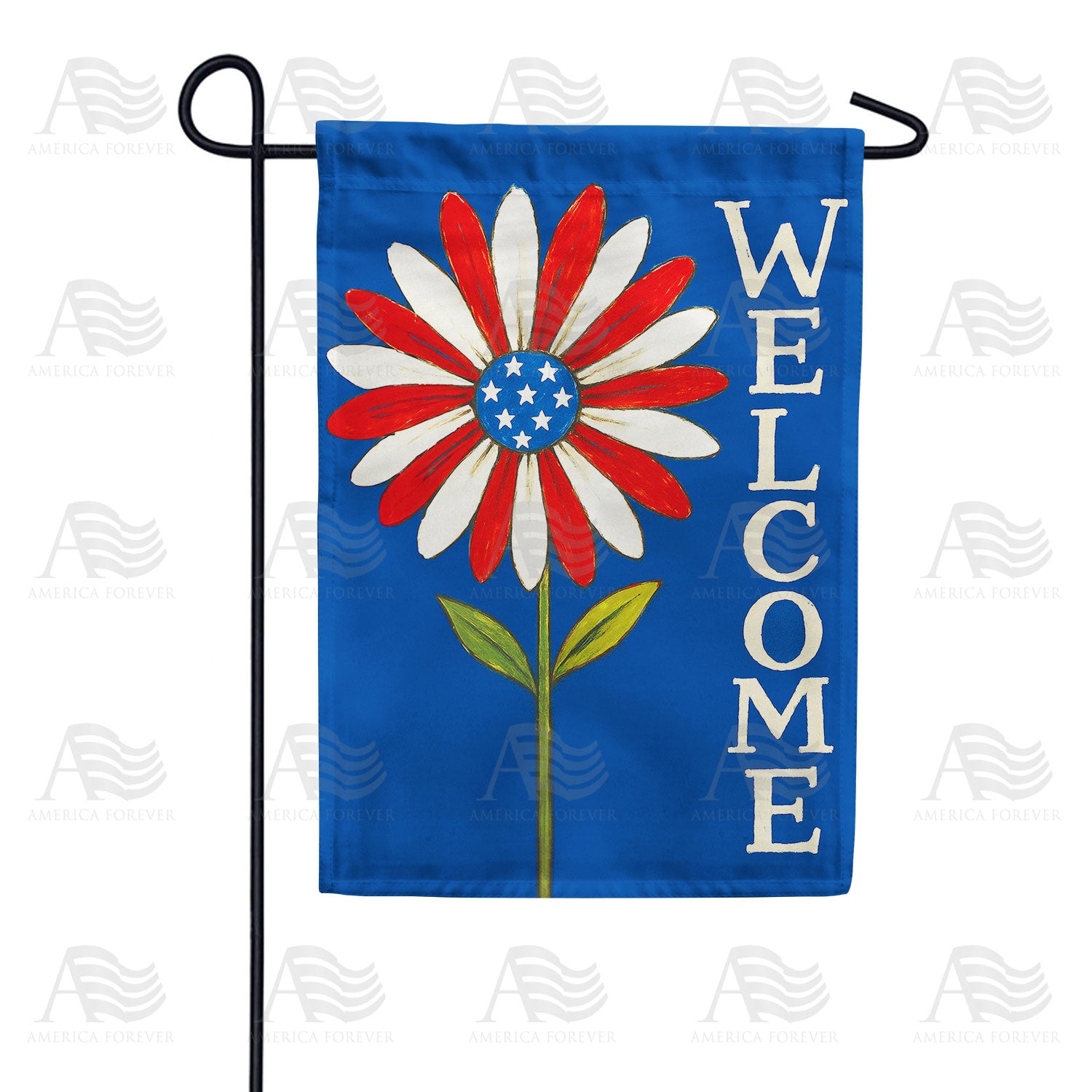 Patriotic Daisy Welcome Vertical Double Sided Garden Flag