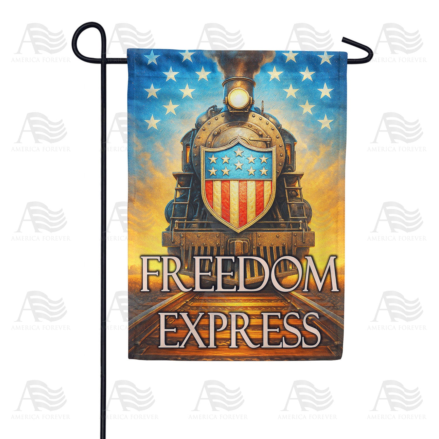 Freedom Express Patriotic Train Double Sided Garden Flag