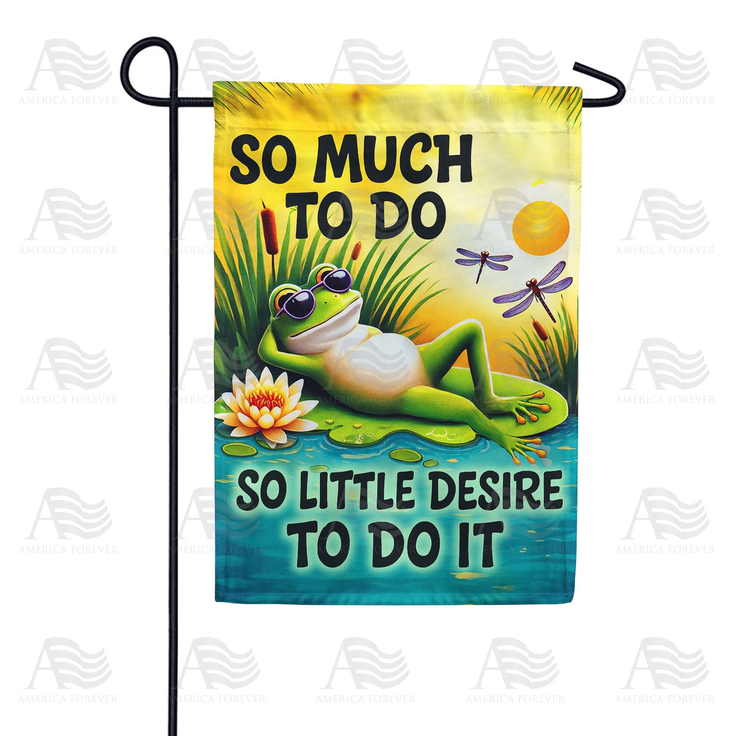 So Much To Do Relaxing Frog Double Sided Garden Flag