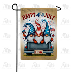 Happy 4th of July Patriotic Gnomes Double Sided Garden Flag - 12.5