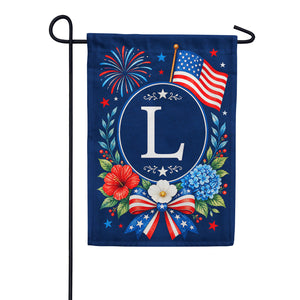 Floral Fireworks Patriotic Monogram Garden Flag