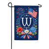 Floral Fireworks Patriotic Monogram Garden Flag