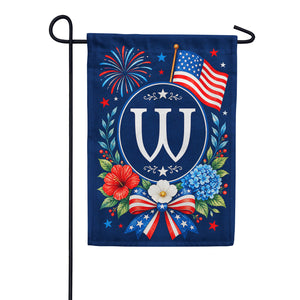 Floral Fireworks Patriotic Monogram Garden Flag