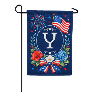Floral Fireworks Patriotic Monogram Garden Flag