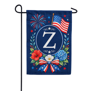 Floral Fireworks Patriotic Monogram Garden Flag
