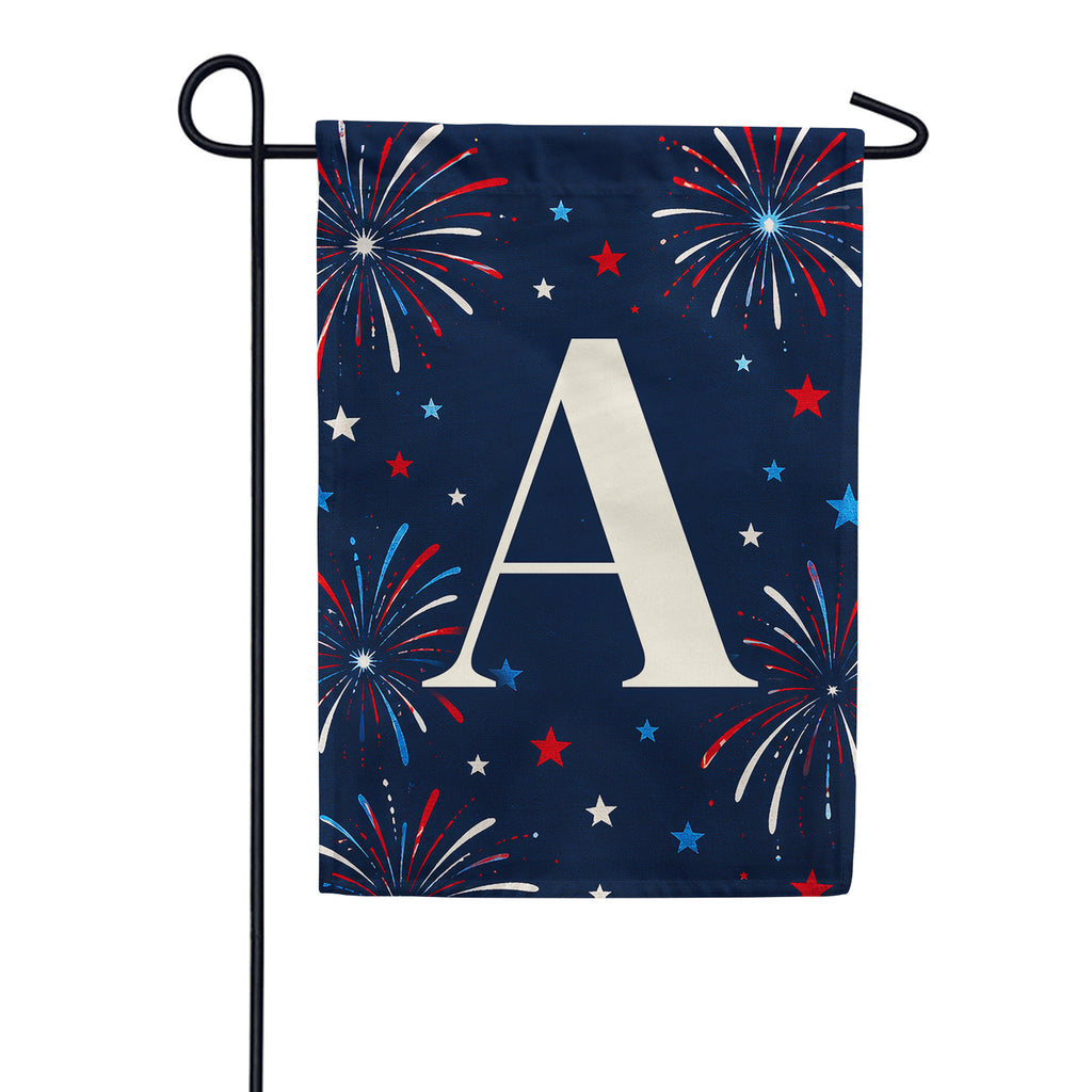 Patriotic Fireworks Monogram Double Sided Garden Flag - 12.5" x 18"