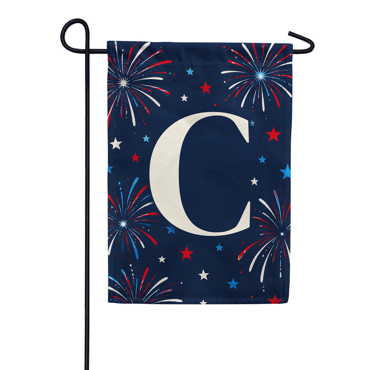 Patriotic Fireworks Monogram Double Sided Garden Flag - 12.5" x 18"