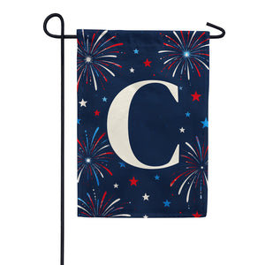 Patriotic Fireworks Monogram Double Sided Garden Flag - 12.5" x 18"
