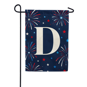 Patriotic Fireworks Monogram Double Sided Garden Flag - 12.5" x 18"