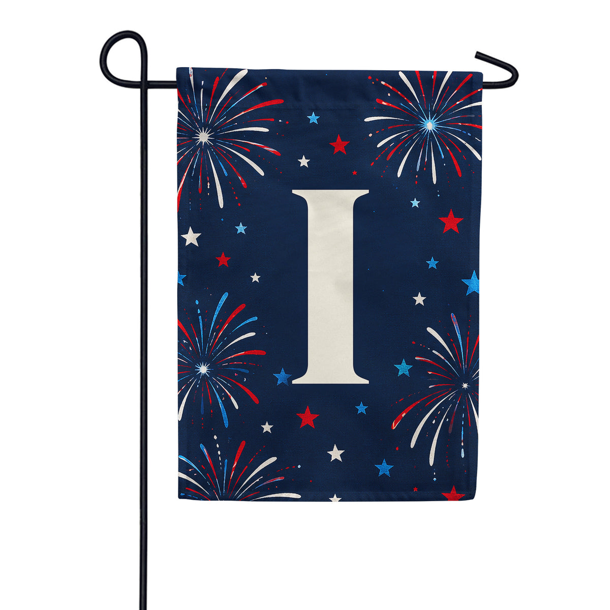 Patriotic Fireworks Monogram Double Sided Garden Flag - 12.5" x 18"