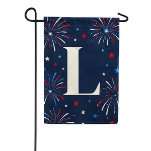 Patriotic Fireworks Monogram Double Sided Garden Flag - 12.5" x 18"