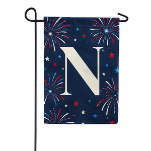 Patriotic Fireworks Monogram Double Sided Garden Flag - 12.5" x 18"