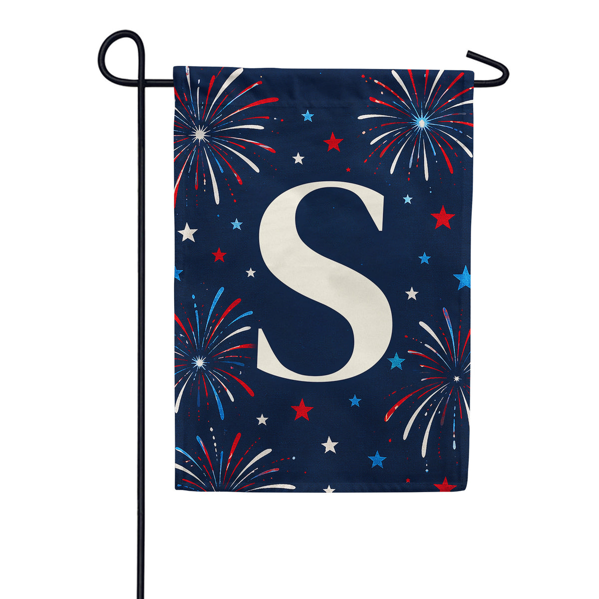 Patriotic Fireworks Monogram Double Sided Garden Flag - 12.5" x 18"