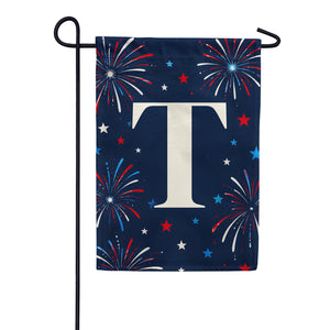 Patriotic Fireworks Monogram Double Sided Garden Flag - 12.5" x 18"