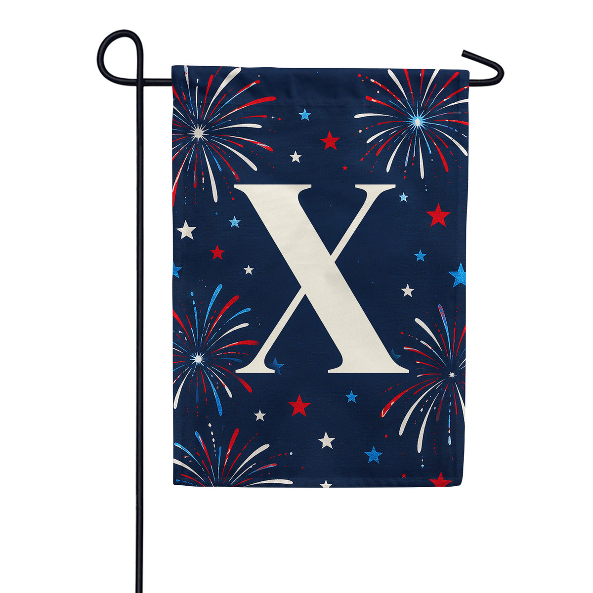 Patriotic Fireworks Monogram Double Sided Garden Flag - 12.5" x 18"