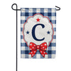Patriotic Blue Gingham Monogram Double Sided Garden Flag