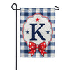 Patriotic Blue Gingham Monogram Double Sided Garden Flag