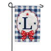 Patriotic Blue Gingham Monogram Double Sided Garden Flag