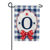 Patriotic Blue Gingham Monogram Double Sided Garden Flag