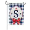 Patriotic Blue Gingham Monogram Double Sided Garden Flag