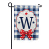 Patriotic Blue Gingham Monogram Double Sided Garden Flag