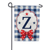 Patriotic Blue Gingham Monogram Double Sided Garden Flag