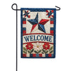 Patriotic Quilted Star Welcome Floral Design Garden Flag