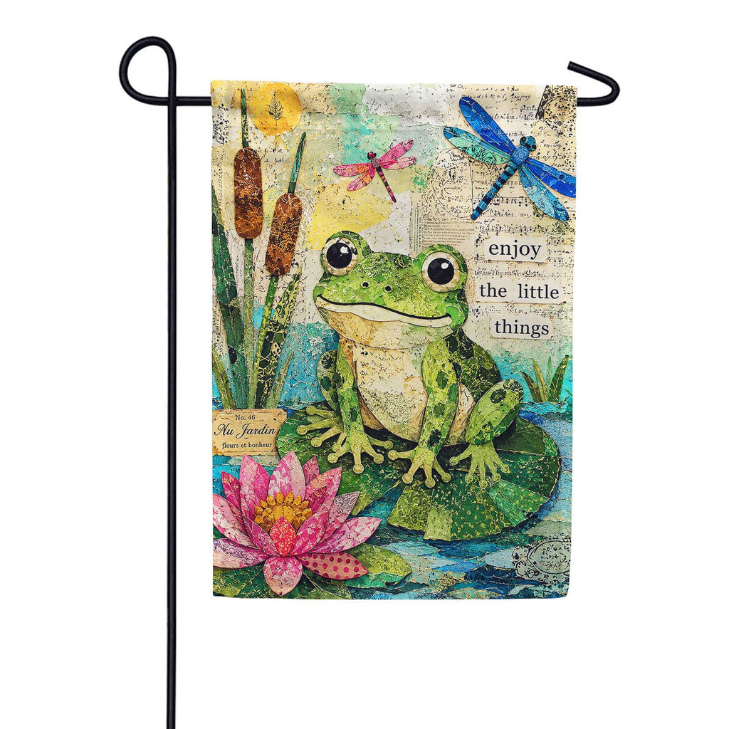 Frog on Lily Pad Enjoy Little Things Garden Flag