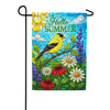 Hello Summer Goldfinch Stained Glass Floral Garden Flag