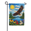 Quilted Bald Eagle Soaring Over Mountain Lake Garden Flag